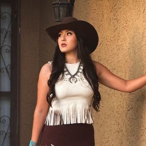 Lucky & Blessed Cream Fringed Top